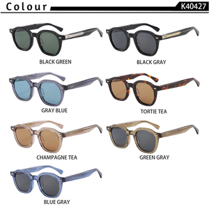 Lunettes de soleil rondes à monture intégrale en acétate – Style vintage rétro polarisé UV400 – Unisexe pour hommes et femmes, idéales pour la conduite, les voyages et les fêtes – <span class=keywords><strong>Concept</strong></span> HBK - Product Image 5