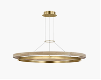 Lustre moderne en bois doré Jingshi Lighting, luminaire suspendu LED à 2 niveaux pour salle à manger et salon