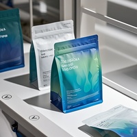 OEM Aangepaste Recyclebare Mono PE Koffiezakken met Platte Bodem Groothandel Leverancier Ecologisch Verantwoorde Staande Pouch Zakken met Klep Gravure Druk