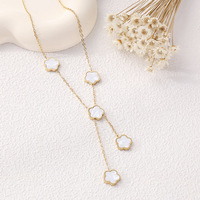 Kalung Bunga Lima Bunga Panjang Desainer Fashion Perhiasan Lapis Emas 18k Bahan Stainless Steel dengan Jaminan Perdagangan