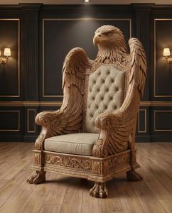 Fauteuil d'appoint sculpté Hawk, capitonné et rembourré, pour salon, avec structure en bois, siège de salon traditionnel - Product Image 1