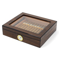 Boîte vide à cigares en verre avec Logo personnalisé, vitrine en bois, humidificateur vide de bureau