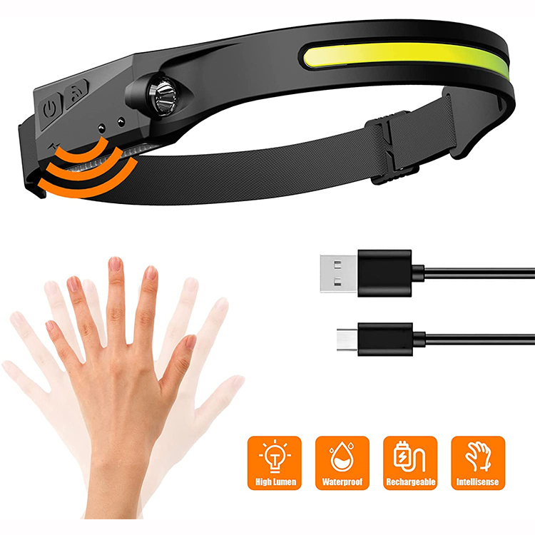 Датчик движения перезаряжаемый COB LED все взгляды освещения широкий луч налобный фонарь