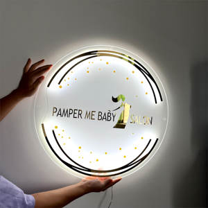 Insegna Circolare Personalizzata in Acrilico per Salone, Modelli Esplosivi, Insegna Rotonda 3D Retroilluminata al Neon, Insegna Personalizzata Rotonda per Negozio, Logo Personalizzato - Product Image 4