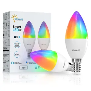 Amazon hotsel C37 E14 WiFi tuya LEDキャンドル電球互換性のあるスマートライフAlexaBluetooth調光可能スマート電球