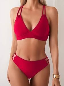 Conjunto a juego con logotipo personalizado Bikinis de culo para mujer Traje de baño de una pieza Parejas Traje de baño de dos piezas para mujer - Product Image 4