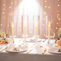 Élégant Porte-Bougie en Verre Cristal Transparent, Grand Support à Bougie pour Centre de Table de Mariage, Décoration de Fête à Domicile