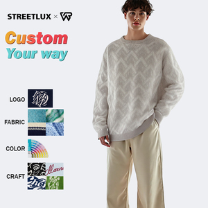 Logo personnalisé Pull pour homme Kint Plush Jacquard Knit Ras du cou Pull tricots à manches longues rayé Fabricant de tricots - Product Image 1