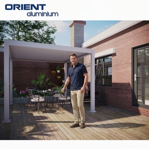 Toiture de terrasse sur mesure en aluminium, pergola extérieure, auvent de terrasse, panneau de toiture de terrasse en aluminium <span class=keywords><strong>avec</strong></span> portes coulissantes en verre - Product Image 4