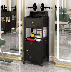 Black Salon <b>Trolley</b> With 4 Wheels And Storage Drawers For Hair Styling <b>Tools</b> And Products - Product Image 3