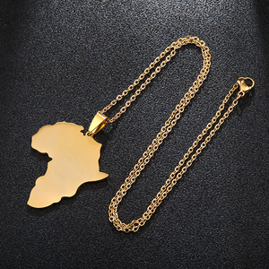 Collar con Colgante de <span class=keywords><strong>Mapa</strong></span> del <span class=keywords><strong>Continente</strong></span> Africano Estilo Hip Hop Vintage Brillante, Joyería de Moda para Hombre y Mujer, Acero Inoxidable, Color Dorado, <span class=keywords><strong>Mapa</strong></span> de África - Product Image 2