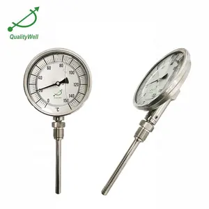 4" Silicon Oil Glycerine Oil Filled SS 304 Stainless Steel Bimetal Thermometer Removable G 1/2"