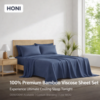 Ensemble de draps HONI 100% rayonne de bambou, tissu sergé, couleur unie, résistant aux plis, qualité hôtel de luxe, toutes saisons, certifié OEKO-TEX