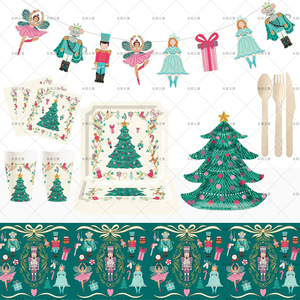 DAMAI Hot Selling Xmas Tree Shape Party Plates Nutcracker Theme Dinner Tableware Party Banner Garland Tableware Sets - Product Image 2