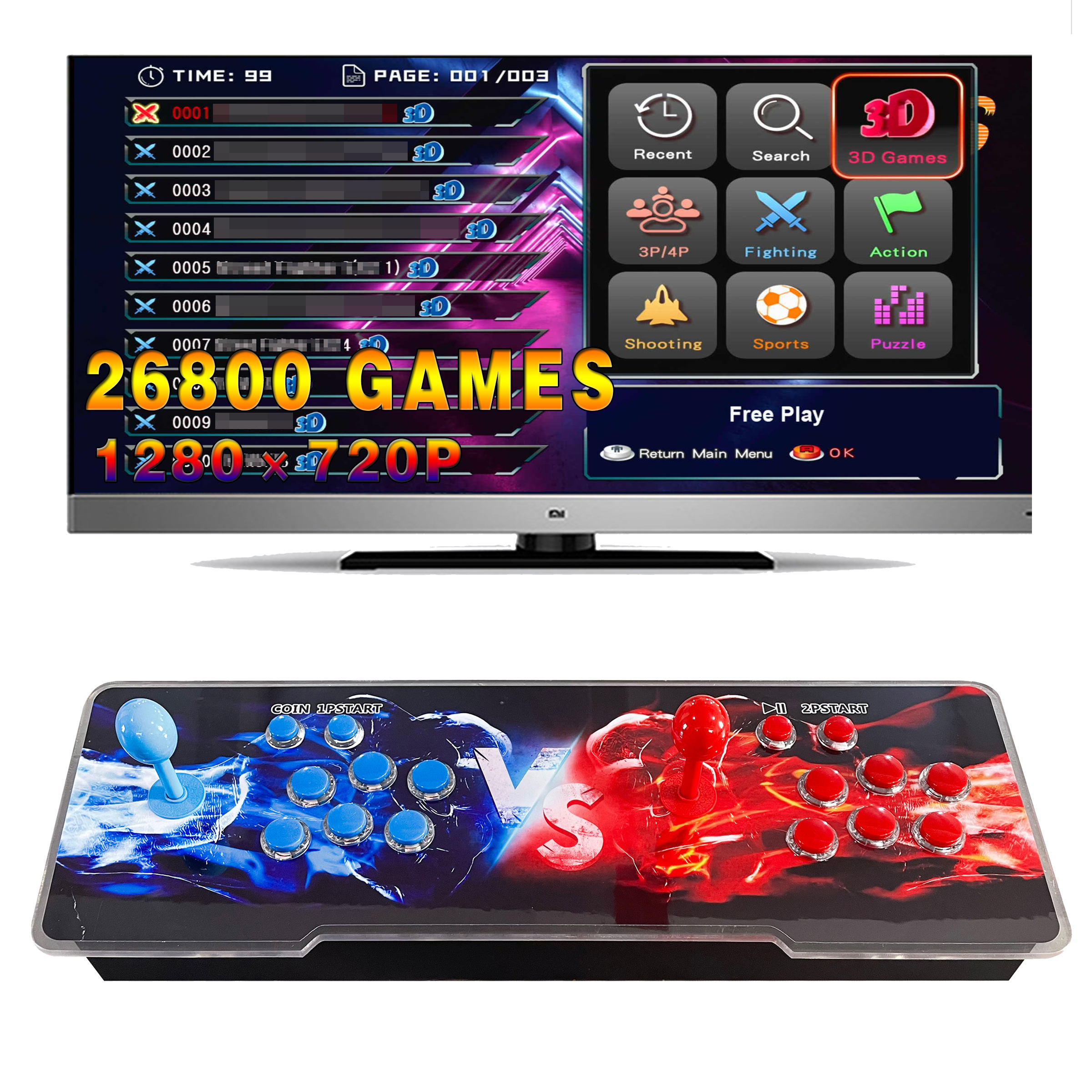 Personalizado novo projetado 3d Pandora caixa Hd 26800 em 1 vintage arcade game de vídeo Pandora game rocker console