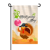 Drapeau Vintage Happy Garden, Yard Decor saisonnier automne Thanksgiving maison Thanksgiving drapeaux de jardin