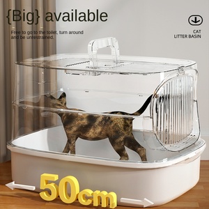 Hoàn toàn kèm theo quá khổ nhựa 20L thân thiện với môi Pet xả rác hộp lớn lên Bìa Splash-proof khử mùi mèo nhà vệ sinh nơi để tiểu bedpan - Product Image 4