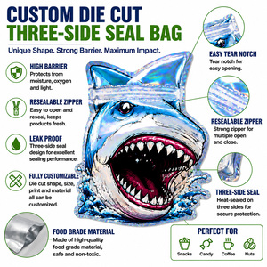 Sacs en Mylar découpés sur mesure, forme spéciale, sacs en Mylar refermables avec fermeture éclair, emballages pour bonbons, forme de monstre 3D, OEM MOQ500 - Product Image 2