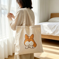 Pochette à fermeture éclair en toile à motif de dessin animé personnalisé, sac de rangement lavable écologique, sac cadeau portable, sac pour appareil photo