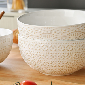 High-End 4-Piece Embossed Porcelain Bowl <b>Set</b> <b>6</b>-Inch 7-Inch Underglaze Colored Soup Bowls Eco-Friendly <b>for</b> Style Home - Product Image 5