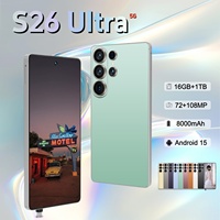 Téléphones portables 5G Android 15 S26 Ultra de haute qualité 16 Go + 1 To, grande mémoire, batterie 6800 mAh, navigation GPS, charge rapide
