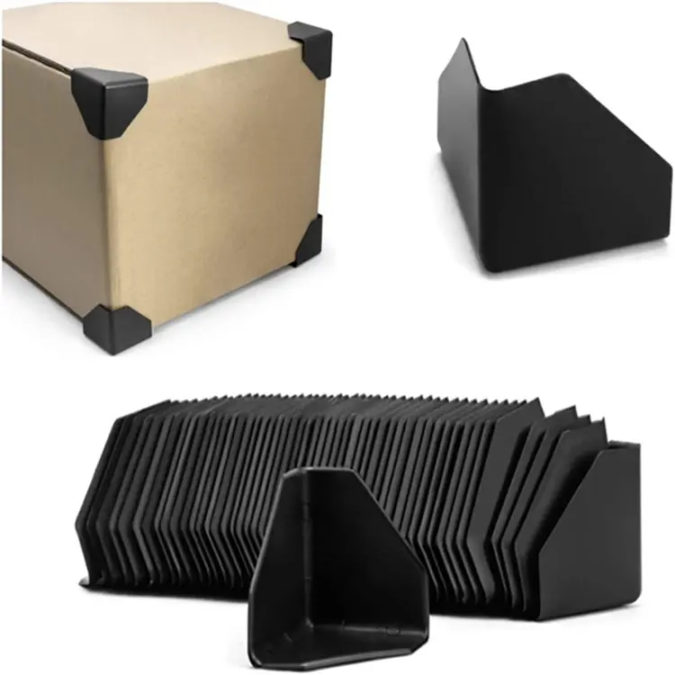 Protectores de esquina de plástico, cajas de plástico de 50/60/80MM, Protector de esquina de plástico negro de tres lados