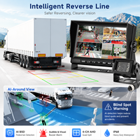 Système de caméra AHD 4 canaux avec détection d'angle mort par IA et alarme sonore pour camion et camping-car, moniteur IPS 7 pouces