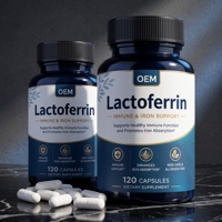 Pilules de lactoferrine naturelle OEM/ODM pour l'immunité et la santé du fer, améliore l'absorption, sans OGM, compatible végétalien, service de vente en gros en vrac