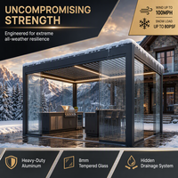 Pergola motorisée en aluminium thermolaqué, design de ventilation réglable écologique pour balcon, patio, utilisation par tous les temps