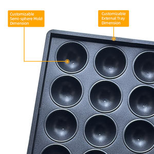 Plaque de cuisson industrielle en acier aluminisé, 60 moules demi-sphériques individuels pour friandises sphériques - Product Image 6