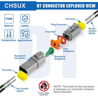 Connecteur automobile étanche IP66 à 2, 3, 4, 6 broches de 0,6 mm en ABS/PC/Nylon pour faisceau de câbles de type terminal électrique, pour câbles automobiles 20-14 AWG