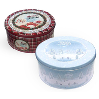Boîte en fer blanc personnalisée pour emballage de rangement, ronde, réutilisable, pour biscuits, en métal, grande taille, pour la sécurité alimentaire, boîte à gâteau de Noël