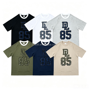 Camiseta de Algodón para Hombre, Manga Corta, Cuello Redondo, Estampado de Letras 85, Corte Regular, Informal, Transpirable, Diseño con Logotipo Frontal - Product Image 1