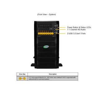 Supermicro Superworkstation Sys 751ge Tnrt Rackmount Tower avec support pour 4 GPU et refroidissement pour l'apprentissage profond IA Sys-751ge-tnrt - Product Image 5
