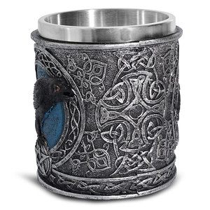 Personalizzato teschi caffè Die Krahe tazze europeo <span class=keywords><strong>Vintage</strong></span> medievale in acciaio inox tazza di birra resina doppia parete Crow Design tazze tazza - Product Image 5