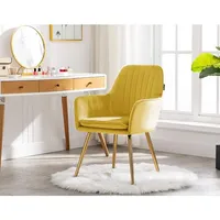 Fauteuil de salon moderne en velours capitonné avec pieds chromés dorés et design capitonné pour salon, cuisine, meubles de maison