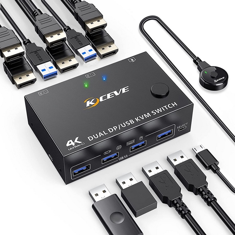 KVM переключатель 2 монитора 2 компьютера двойной монитор DP/USB KVM переключатель