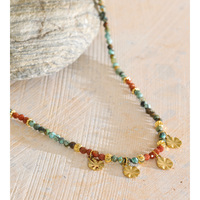 Collier ras-de-cou JINYOU 8969 vintage bohème en perles de pierre naturelle, plaqué or PVD, résistant à l'eau