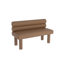 Banc de salle à manger Wabi-Sabi avec dossier cylindrique et pieds en bois massif, banquette de restaurant à pieds épais