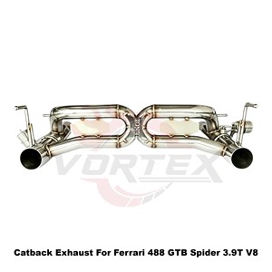 Vortex SS304 Valved Rear Exhaust Muffler System for Ferrari 488 GTB Spider 3.9T V8 Direct Fit Performance Tuning <b>Kits</b> - Product Image 4