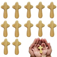 Glatt poliertes Naturholz-Handkreuz, Taschen-Gebetskreuz, religiöses Holzkreuz, Trost-Ornament für Gläubige, Großhandelslieferung
