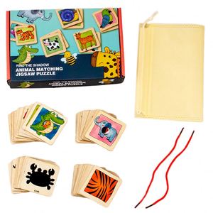 48-Piece Educational Play Fine Motor Skill Development Game Animal Skin Shadow Match Learning Wooden <b>Puzzles</b> for Toddlers - Product Image 6