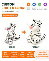 Peluche personnalisée tigre blanc de dessin animé, poupée en peluche douce, jouet en peluche anime personnalisé, cadeau pour enfants, OEM ODM