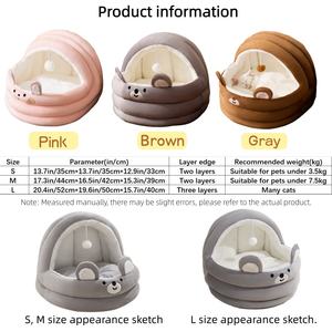 เตียงแมวสุนัขกำมะหยี่กึ่งปิดล้อมนุ่มหรูหราเป็นมิตรกับสิ่งแวดล้อมที่นอนถ้ำรูปทรงหมีน่ารักสินค้าสำหรับสัตว์เลี้ยง - Product Image 6