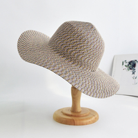 Gorras Cloche de Color sólido de ala ancha para viajes al aire libre, sombrero de Panamá de paja de papel para mujer, sombreros de paja de playa para el sol de verano para mujer en blanco