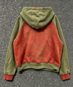 Sweat-shirt à capuche pour homme, coupe classique personnalisée, bicolore, patchwork, double couche, effet délavé soleil, vieilli, vintage, délavé à l'acide - Product Image 1