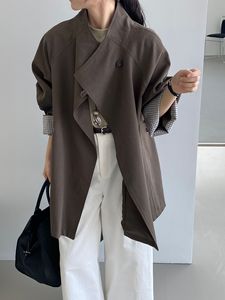 Muguyu Autumn Vintage British Style Stand Collar <strong>Trench</strong> <strong>Coat</strong> <strong>Women</strong> Loose Fit Slimming Waist-Cinched Mid-Length Fleece Lining - Product Image 3