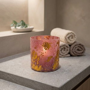 Pot à bougie en verre rose doré avec couvercle en bois, fait main, résistant à la chaleur, pour décoration de Noël et de la maison - Product Image 4