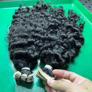 Extensions de cheveux humains bouclés crépus vietnamiens personnalisables, mèches à bandes adhésives, cheveux bruts d'un seul donneur, traités à la vapeur, vente en gros - Product Image 2