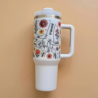 Tumbler Portabel 40oz dengan Pegangan, Cangkir Sedotan Berinsulasi Baja Tahan Karat Dirancang untuk Hidrasi Harian Aktif
